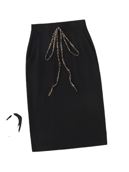 

leopard knot front skirt q1vk#, Black