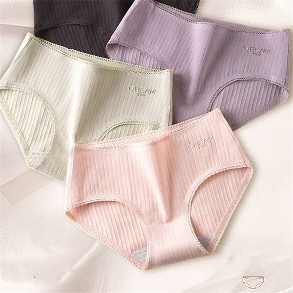

4pcslot breathable seamless cotton women underwear midrise lace girls ladies panties thin lingerie y200425, Black;pink