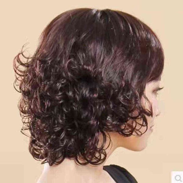 

yihan short wavy bobo synthetic wig with bangs nautral color ombre bug cosplay highlight for women girls lolita cute 220622, Black