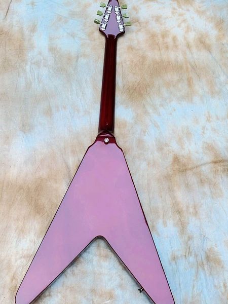 

2022 electric guitar wine red 70s v flying in stock quality guitar