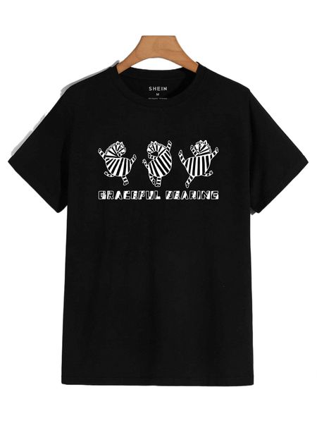 

men cartoon and letter graphic tee s1fi#, White;black