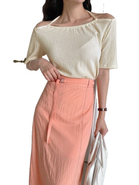 

dazy solid tie back tee r3tm#, White