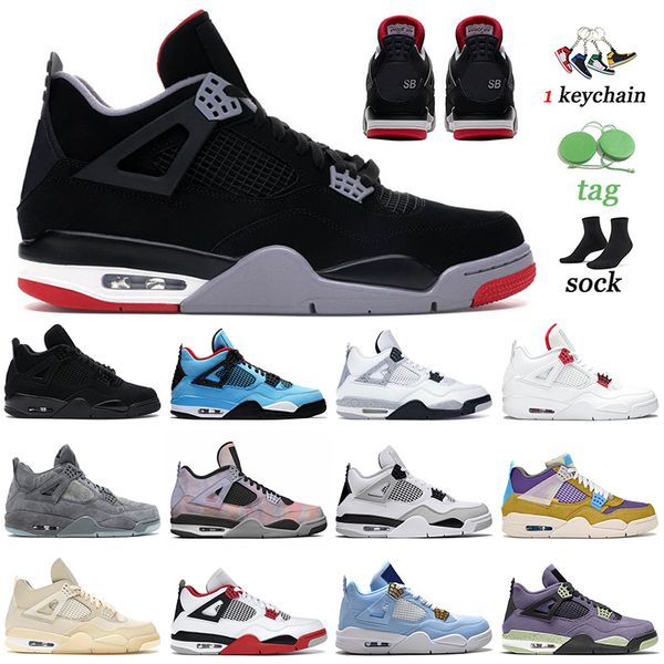 

2022 new bred sb x jumpman 4s basketball shoes 4 og sneakers black cat cactus jack red metallic white cement kaws grey sail zen master mens