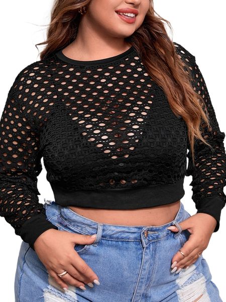 

plus hollow out crop without bra e8ay#, Black
