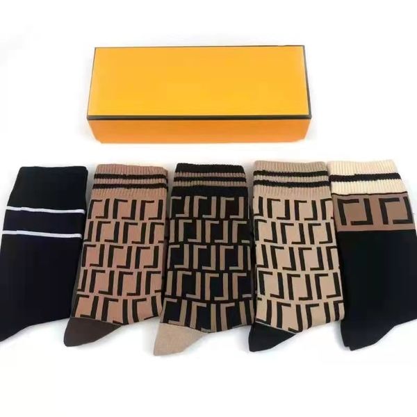

22ss designers mens womens socks five luxurys f sports winter mesh letter printed brands cotton man femal sock with box set for gift, Black