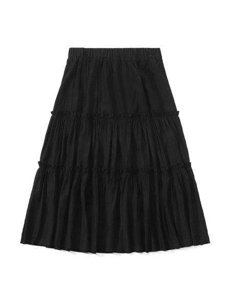 

romwe solid layered skirt 51db#, Black