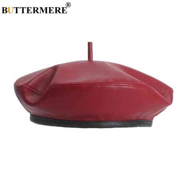 

buttermere leather women french military beret female flat cap red ladies pumpkin hat adjustable vintage autumn winter flat cap j220722, Blue;gray
