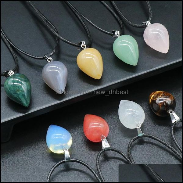

pendant necklaces colorf crystal waterdrop stone necklace quartz crystals healing jewelry for men ro newdhdhjvd, Silver