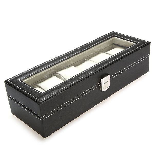 

6 wrist watches box storage case window organizer for save jewelry display holder men s 220617, Black;blue