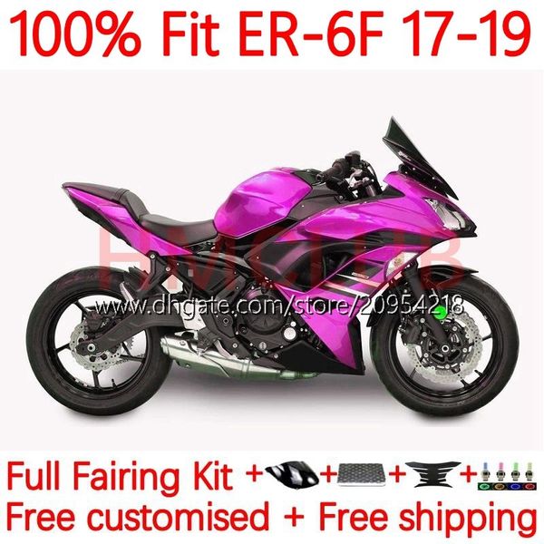 Kawasaki Ninja 650R er 6f 6 f er6f 17 18 19 20 gövdeli 18no.60 ninja650r er6 f cowling er-6f 2017 2018 2019 2020 vücut kiti pembe siyah