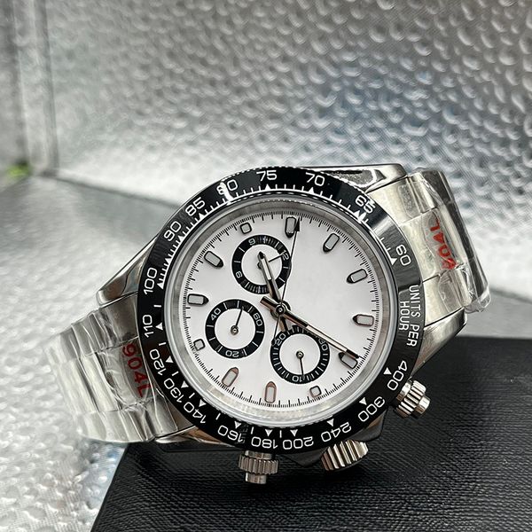 deenu1-новые мужские автоматические механические часы, черный керамический безель, 40 мм, модный белый дисковый браслет, складная застежка, полнофункциональные часы, водонепроницаемые, светящиеся