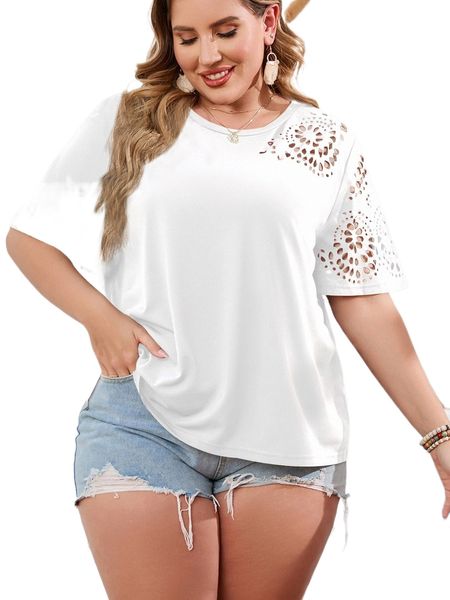 

plus geo cut out tee b6ps#, Black