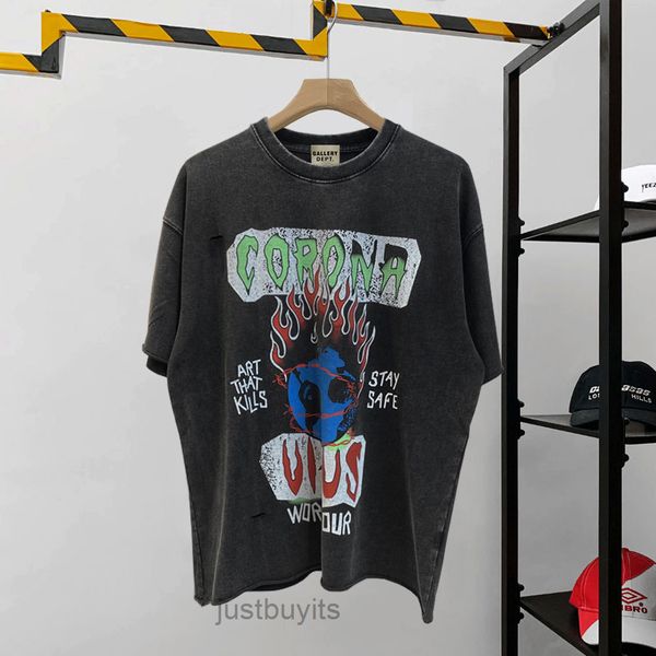 

designer tshirts mens sweaters dept t galleryes t shirts hip hop high street fashion brand gd used wash loose round neck print short sleeve, White;black