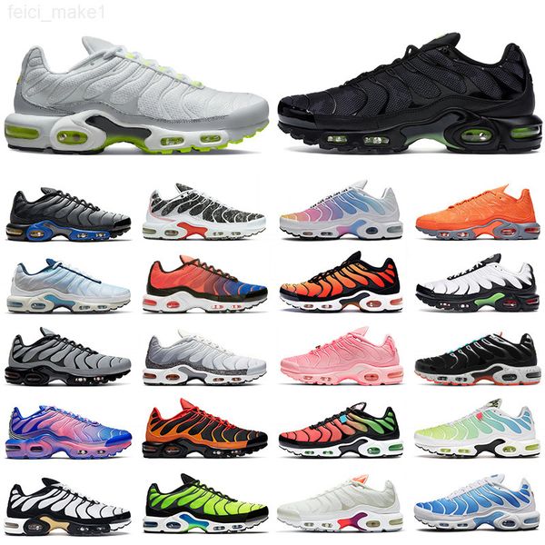 

2022 tn plus mens running shoes triple black white aqua silver atlanta volt glow blue pink crater future orange fuchsia men women trainers