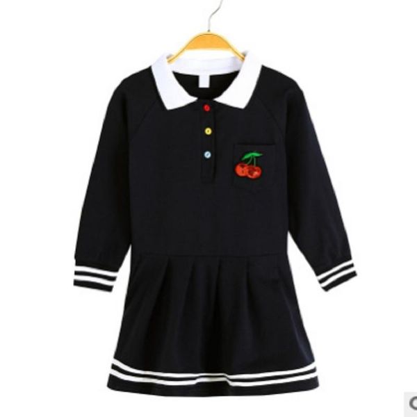 

girl's dresses children's turn-down collar dress 2022 summer girls england style 2 ptchwork colors size4-14 personality ly163, Red;yellow