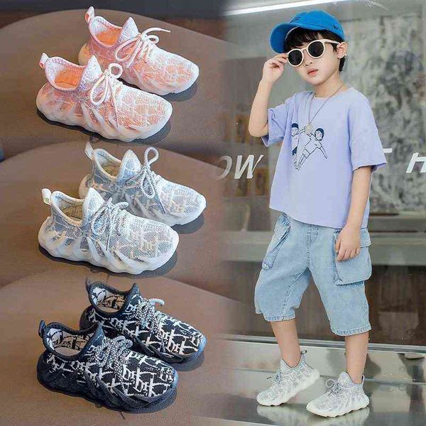 

kids 2022 tennis shoes baby casual shoes boys and girls sport non-slip running shoes mesh breathable sneakers for children g220517, Black;red