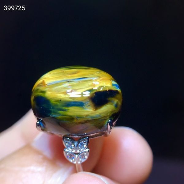

natural yellow pietersite oval ring 17/13mm adjustable chatoyant cat eye fire pietersite namibia 925 silver women men aaaaaa