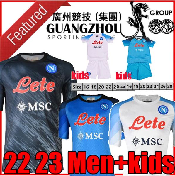 

22 23 napoli soccer jerseys maglia naples 2022 2023 zielinski anguissa olivera kvaratskhelia kids football shirt osimhen fabian lozano home, Black;yellow