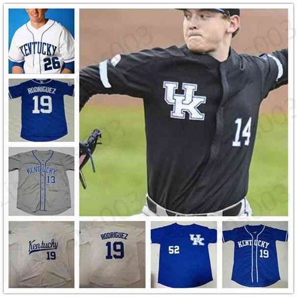 Xflsp Custom NCAA Kentucky Wildcats Baseball genäht Herren Damen Jugend Trikot 47 Kyle Music 26 Justin Olson Blanko-Trikots