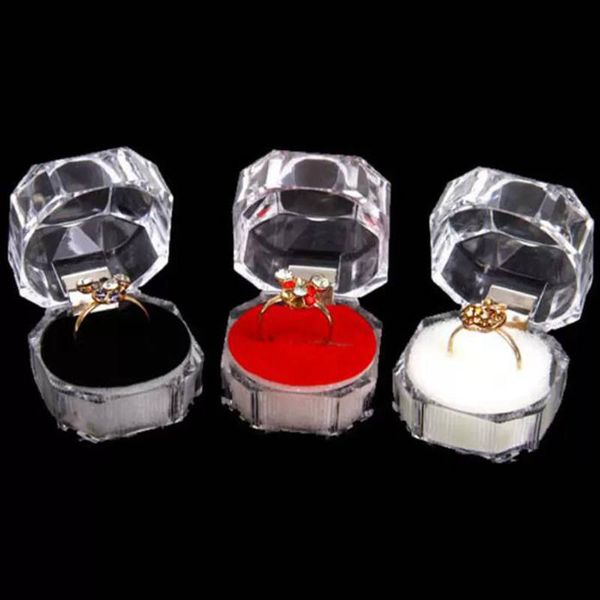 Acrylic Crystal Clear Ring Box Прозрачная 3CLOR Box Guard Серьги Ювелирные Изделия Подарочные коробки Украшения Упаковка