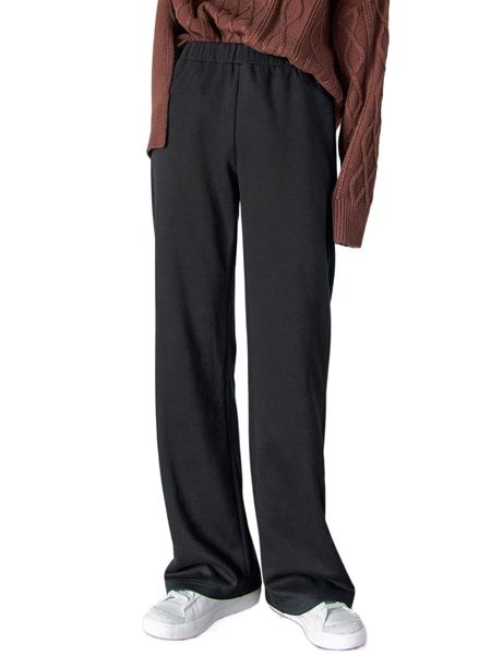 

dazy solid elastic waist sweatpants l3re#, Black;white