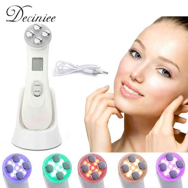 5 in 1 LED Skin Tightening Mesotherapy Facial Photon Rejuvenation Anti Aging RF EMS Beauty Face Lifting Massage Device220429