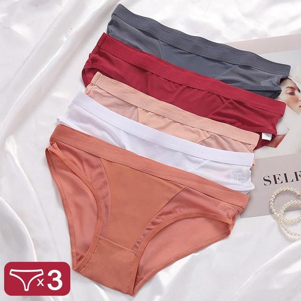 

3pcs set seamless panties lingerie mesh female underwear see-through underpants low-waist briefs girls intimate pantys, Black;pink