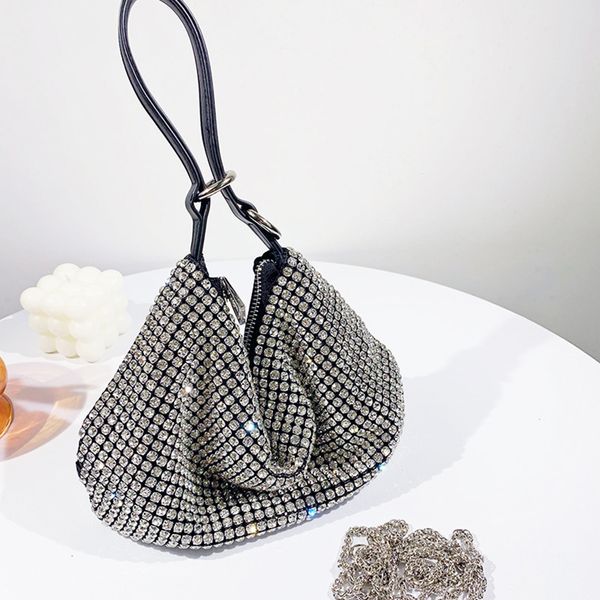 

hbp cross-border women bags rhinestone underarm bag semi-circular 2022 new one-shoulder diagonal fashion hand-carrying chain small women&#03