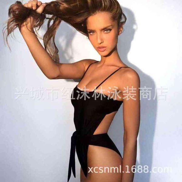 

color solid bikini seaside resort swimsuit, White;black