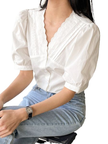 

dazy puff sleeve eyelet embroidered blouse l8gb#, White