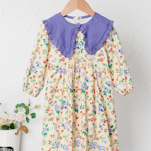 

toddler girls peter pan collar floral print smock dress she, Red;yellow