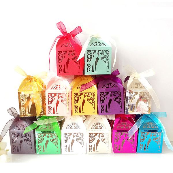 50шт/набор лазер 3D Hollow Day Valentine's Candy Box Gift Wrap Partday Wedding Lover Chocate Food Boxes Lt0109