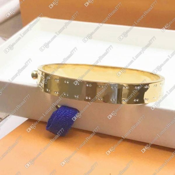 

titanium steel bangle luxury full diamond bracelet plating 18k gold side rivet men's ladies bracelet 3 colors couple jewelry christmas, Black