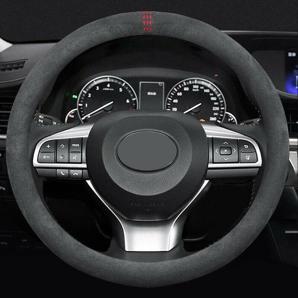

m size car anti-slip black alcantara suede steering wheel cover for lexus series