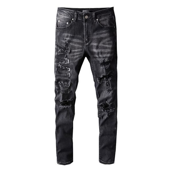 

20ss mens designer jeans distressed ripped biker slim fit motorcycle denim for men s fashion jean mans pants pour hommes real jeans #698, Blue