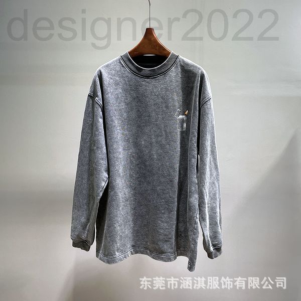 

women's t-shirt designer chaopai aw dawangjia spring and autumn pickling used men's women's sweater printed round neck long s, White