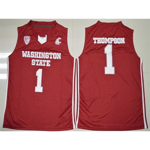 Xflsp #1 Klay Thompson Washington Cougars College-Basketballtrikot, Stickerei, rot genäht
