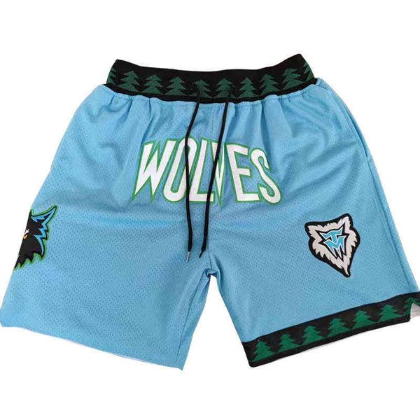 Shorts de basquete vintage oversize Timberwolves Calças de treinamento esportivas Wolves Calças de praia soltas Shorts de basquete de rua principal