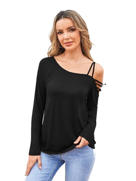 

emery rose asymmetrical neck raglan sleeve tee m2p6#, White