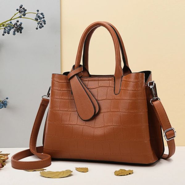 

large pu leather crossbody bags for women spring crocodile pattern solid color lady shoulder handbags simple female totes