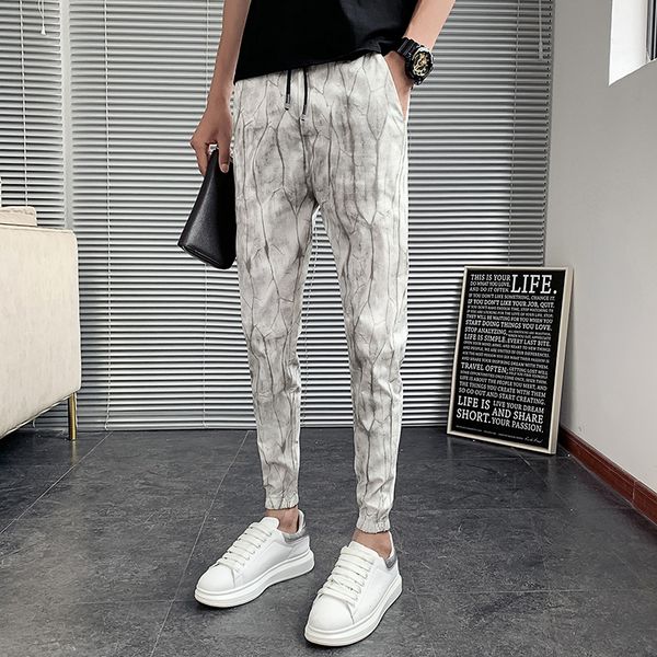 Whitegray Spring Pantalones Hombre Fashion Antry Dely Dlim Fit Casual Floral Harem Pants Men Clothing Joggers Брюки 220816