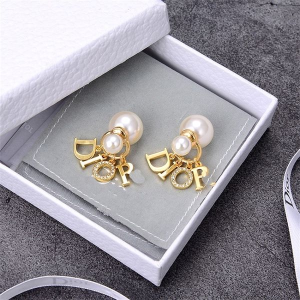 

65% off jewelry store coupon front and back pearl hanging letter earrings inlaid with diamond earrings necklace bracelet temperament persona, Golden