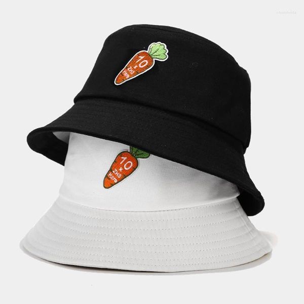 Beralar Macaron Pamuk Balıkçı Şapka Karikatür Havuç Çift Unisex Kova Şapkaları Kadın Güneş Koruyucu Güneş Kartonnet Açık Plaj Capberets Chur22
