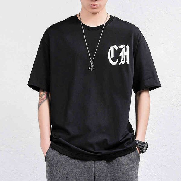 

sleeve men's summer thin loose cotton short t-shirt fashion print top, White;black