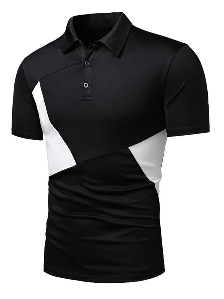 

men two tone polo shirt e5t0#, White;black