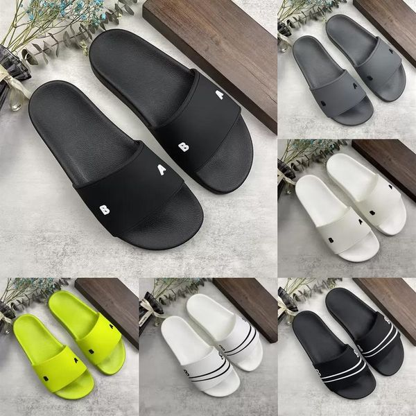 

designer pool slippers beige fluo green black white writing slides pink lime mens women flat slide sneakers beach indoor shower ro238j