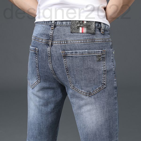 

men's jeans designer light luxury jeans men's products in autumn of 20 slim fit small feet elastic light color trend b brand jrcr, Blue