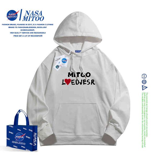 

nasa american simple letter spring and autumn sweater women's early loose trend hoodie, Black