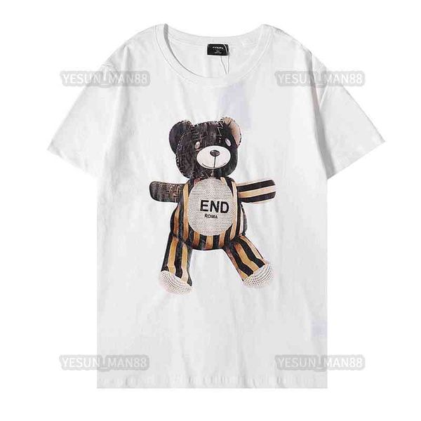

designer luxury fends classic fende summer t shirt cartoon bear ff printed fashion mens and womens couple short sleeve tee, White;black
