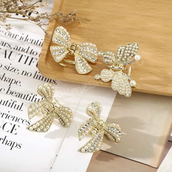 

4cm butterfly hair claws women cute rhinestone hairpins hair clip ponytail fashion headwear hair accessories, Slivery;white